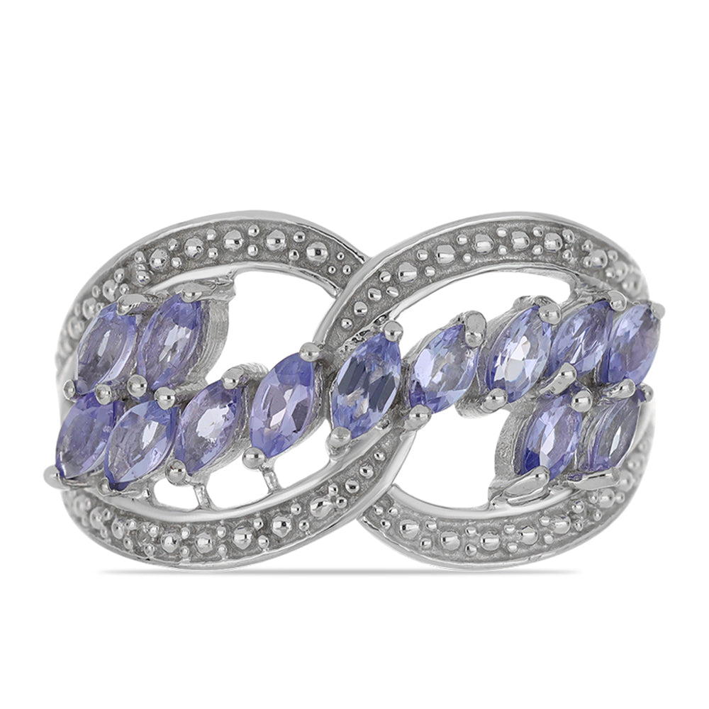 Anel de Prata com Tanzanite e Topázio Branco  Contraste: Cabeca de Veado (800) 1 