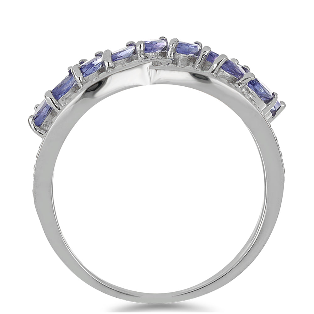 Anel de Prata com Tanzanite e Topázio Branco  Contraste: Cabeca de Veado (800) 2 