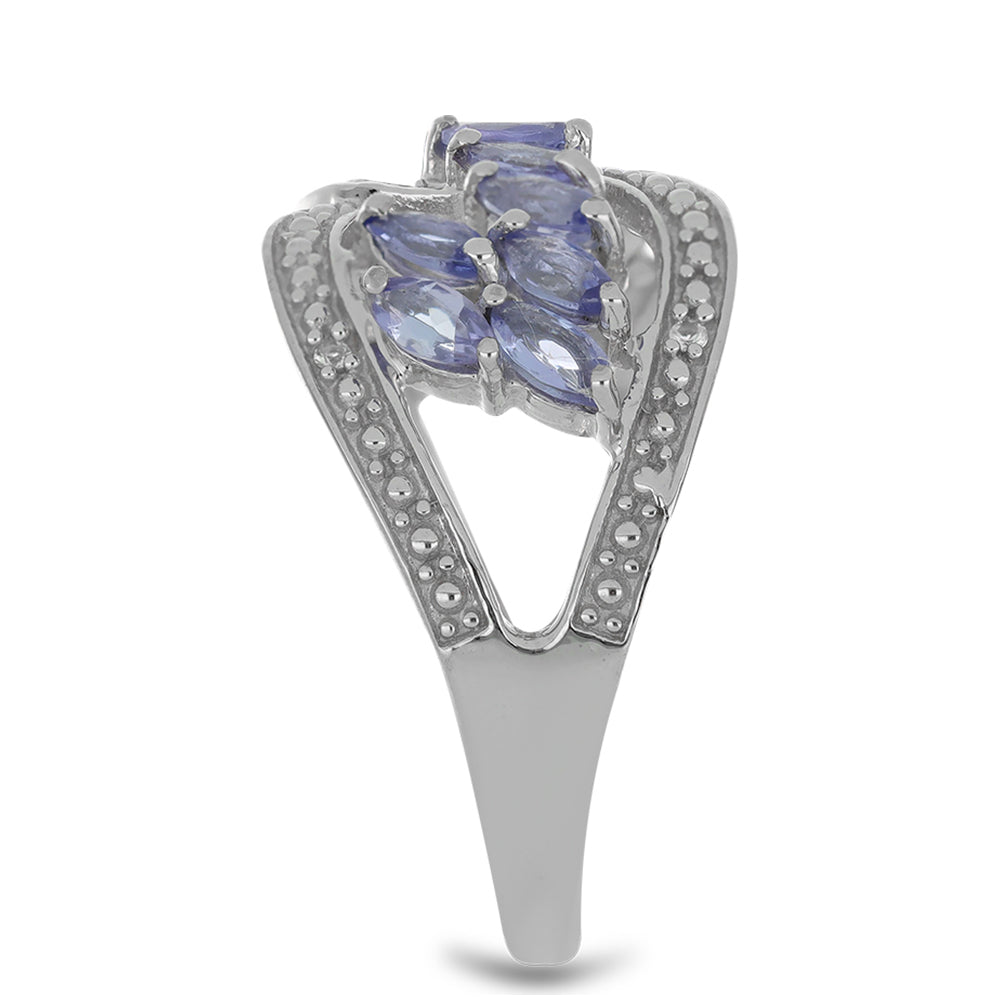 Anel de Prata com Tanzanite e Topázio Branco  Contraste: Cabeca de Veado (800) 4 