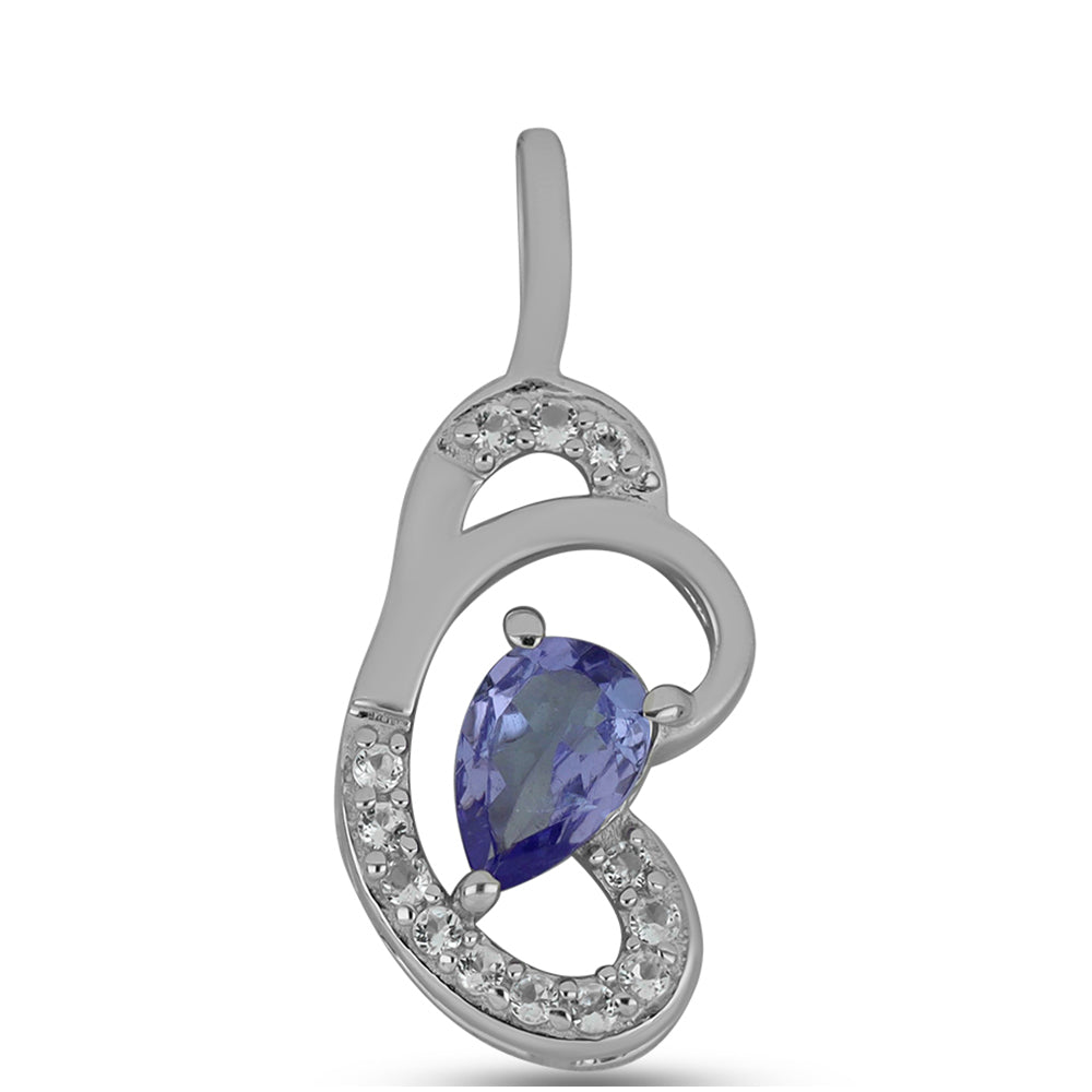 Pendente de Prata com Tanzanite e Topázio Branco