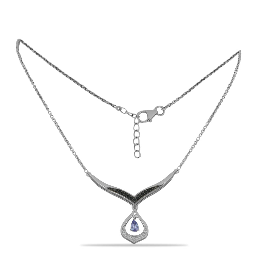 Colar de Prata com Tanzanite e Espinela Preta de Gorno Badakhshan  Contraste: Cabeca de Veado (800) 1 