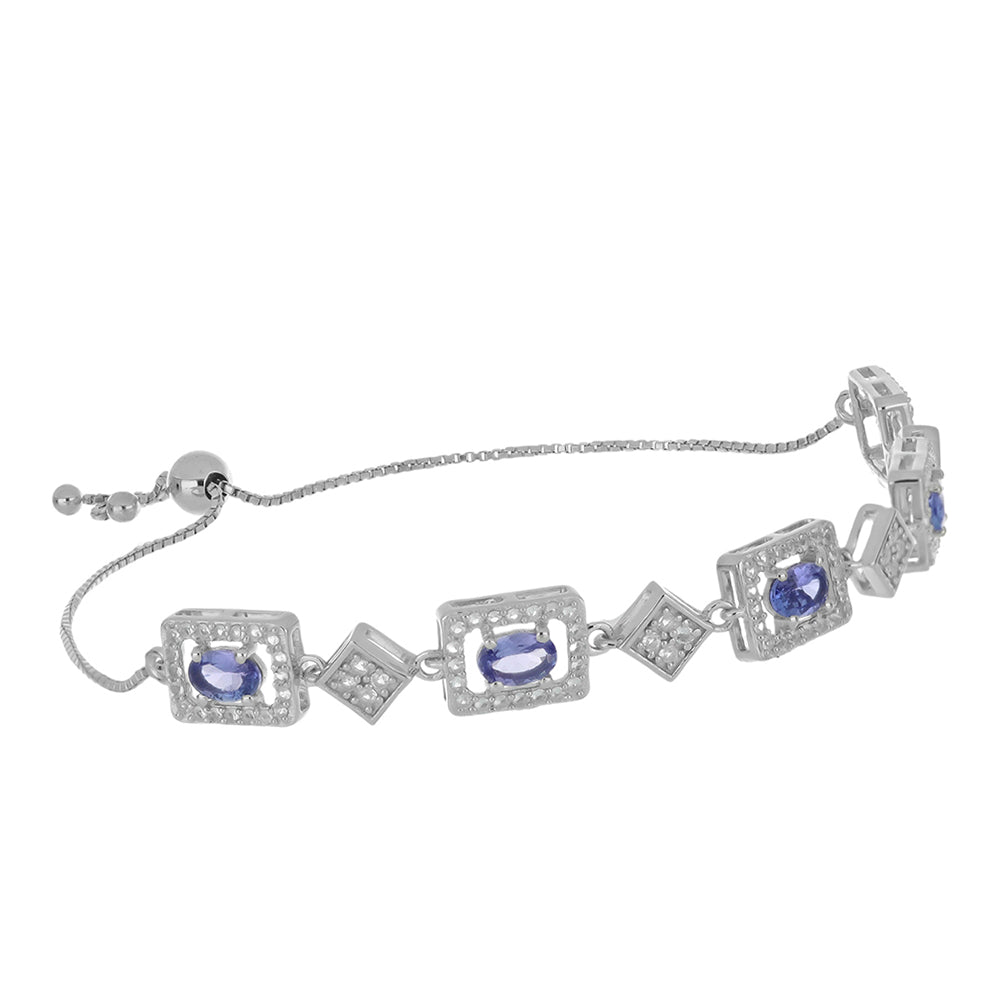 Pulseira de Prata com Tanzanite e Topázio Branco  Contraste: Cabeca de Veado (800) 1 