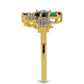 Anel de Prata com Banho de Ouro com Pedra da Lua Arco-íris e Tanzanite