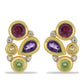 Brincos de Prata com Banho de Ouro com Granada Rhodolite das Minas Moatize e Citrino de Ural