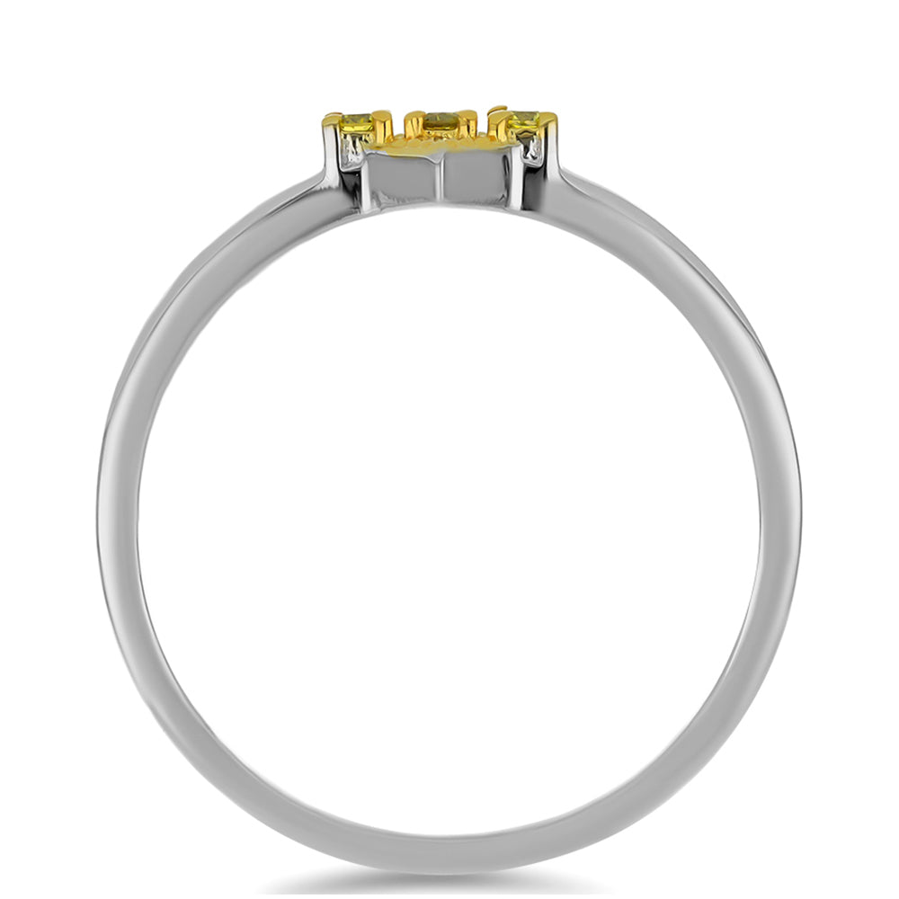 Anel de Prata com Banho de Ouro com Diamante Amarelo 2 