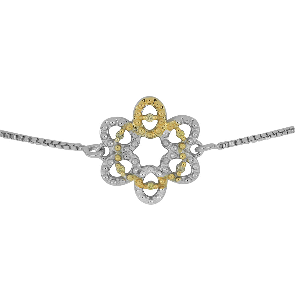 Pulseira de Prata com Banho de Ouro com Diamante Amarelo  Contraste: Cabeca de Veado (800)