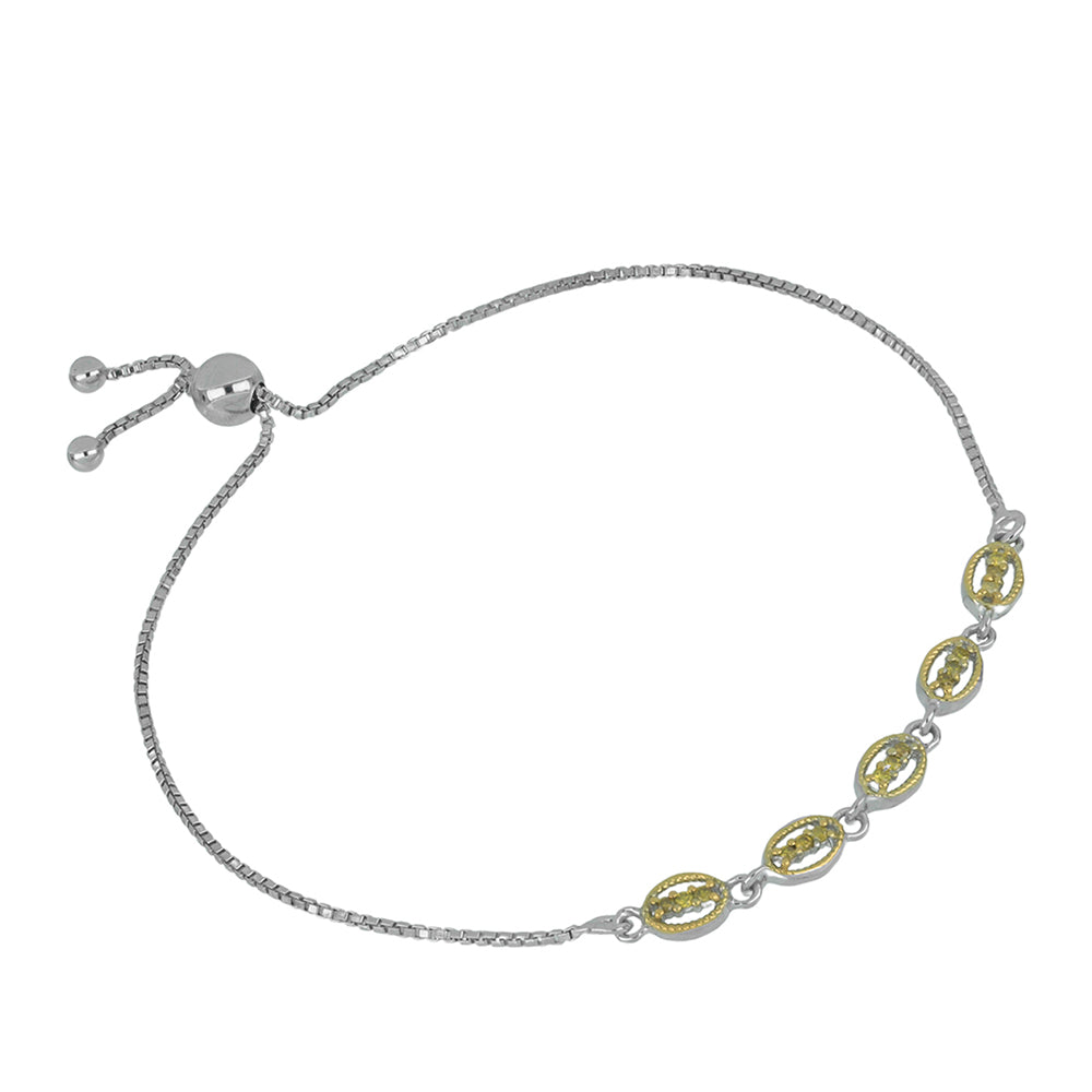 Pulseira de Prata com Banho de Ouro com Diamante Amarelo  Contraste: Cabeca de Veado (800)