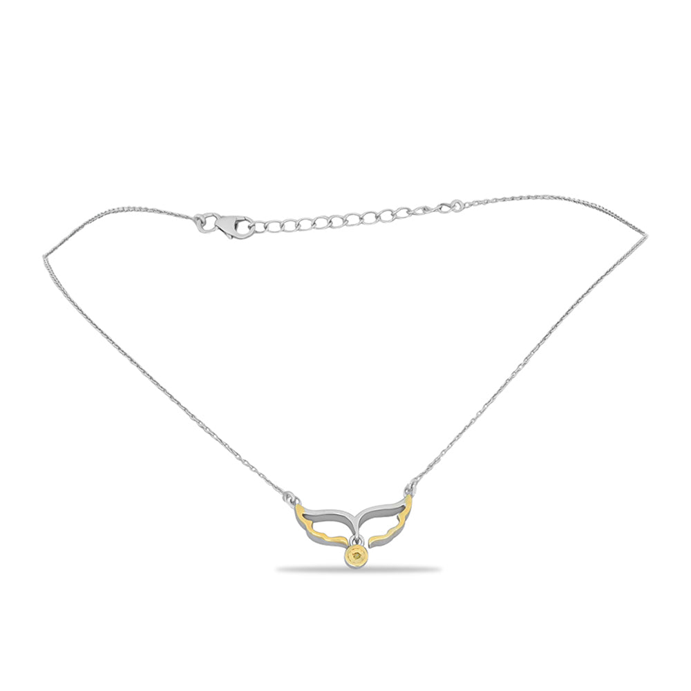 Colar de Prata com Banho de Ouro com Diamante Amarelo  Contraste: Cabeca de Veado (800) 1 