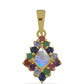 Pendente de Prata com Banho de Ouro com Pedra da Lua Arco-íris e Tanzanite