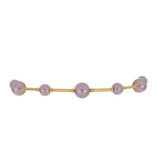 Pulseira de Prata com Banho de Ouro com Pérola de Água Doce Roxo