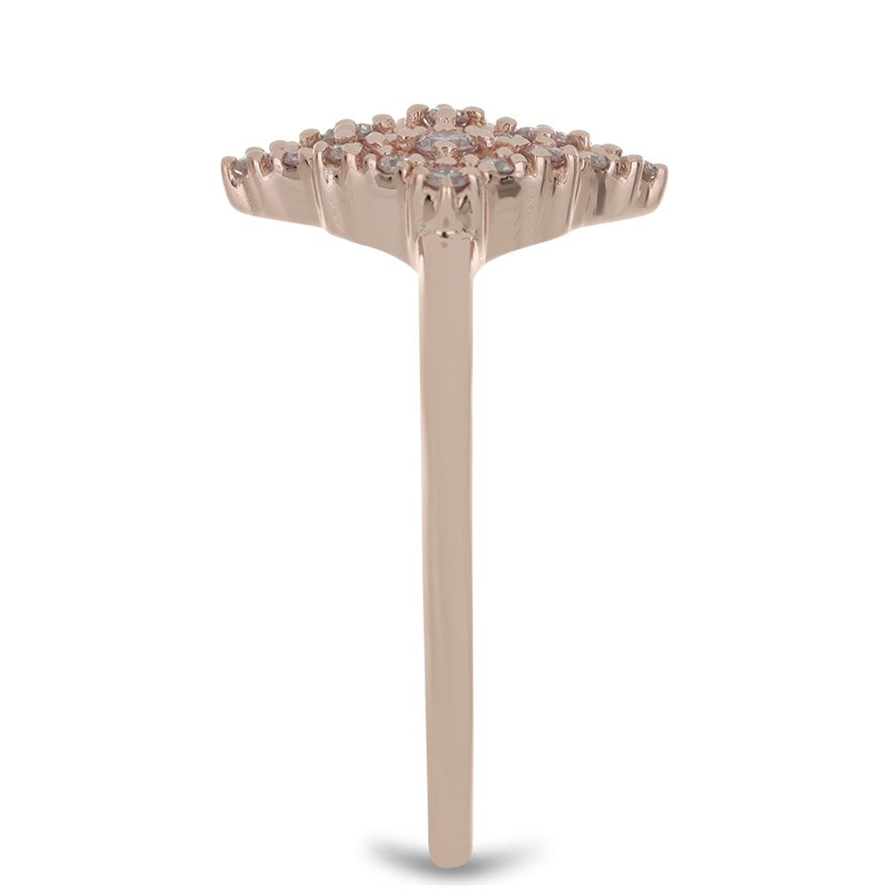 Anel de Prata com Banho de Ouro Rosa com Diamante Rosa 4 