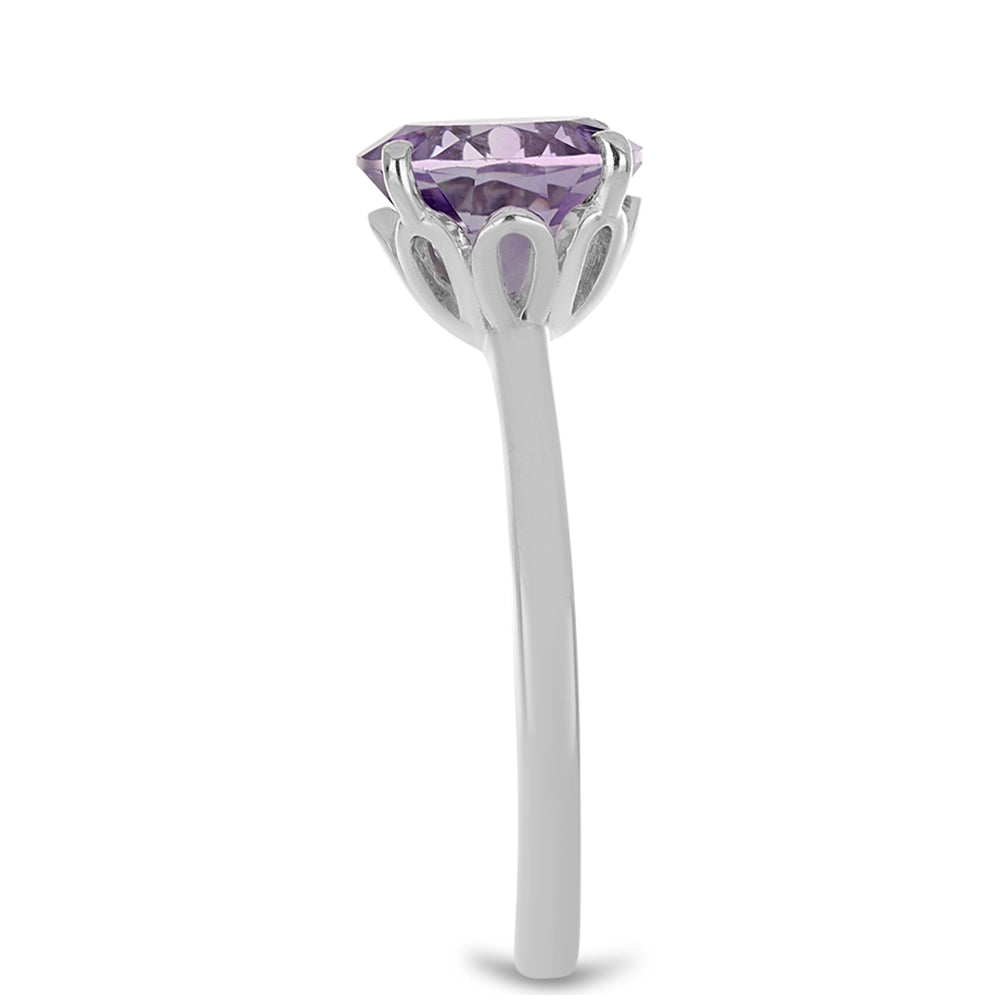 Anel de Prata com Ametista Rosa de França  Contraste: Cabeca de Veado (800)