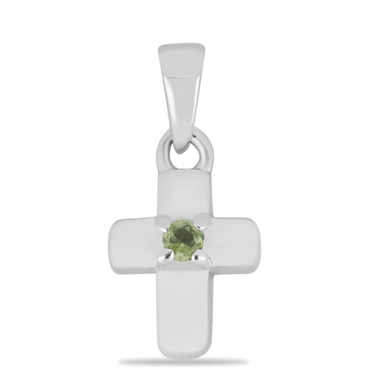 Cruz Pendente de Prata com Peridoto de Changbai