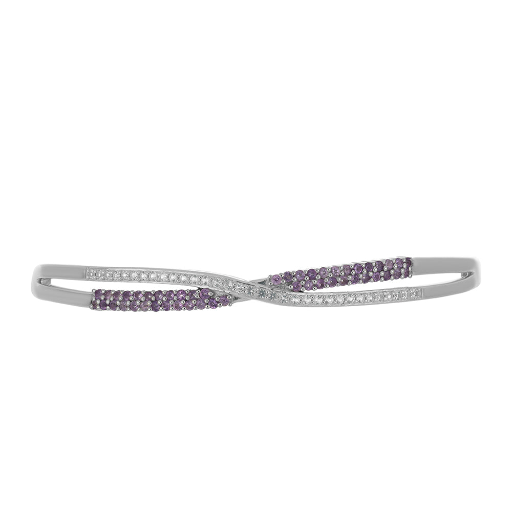 Pulseira de Prata com Ametista Rosa de França e Topázio Branco  Contraste: Cabeca de Veado (800) 2 