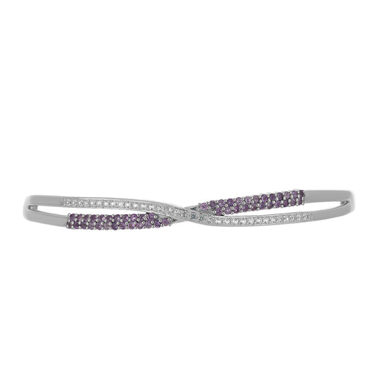 Pulseira de Prata com Ametista Rosa de França e Topázio Branco  Contraste: Cabeca de Veado (800)