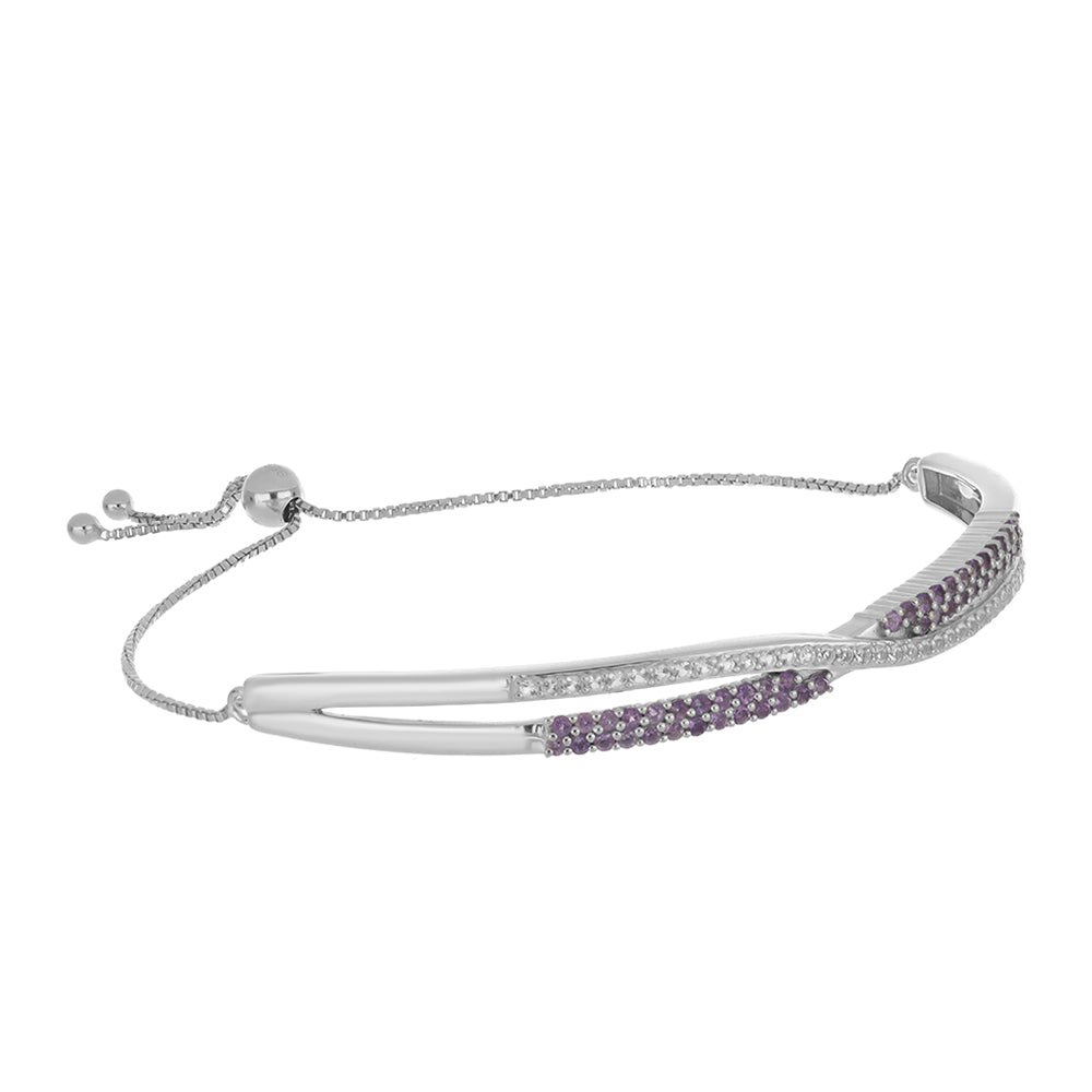 Pulseira de Prata com Ametista Rosa de França e Topázio Branco  Contraste: Cabeca de Veado (800) 1 