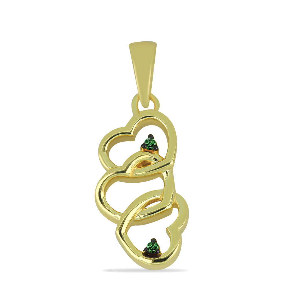 Pendente de Prata com Banho de Ouro com Diamante Verde 1 