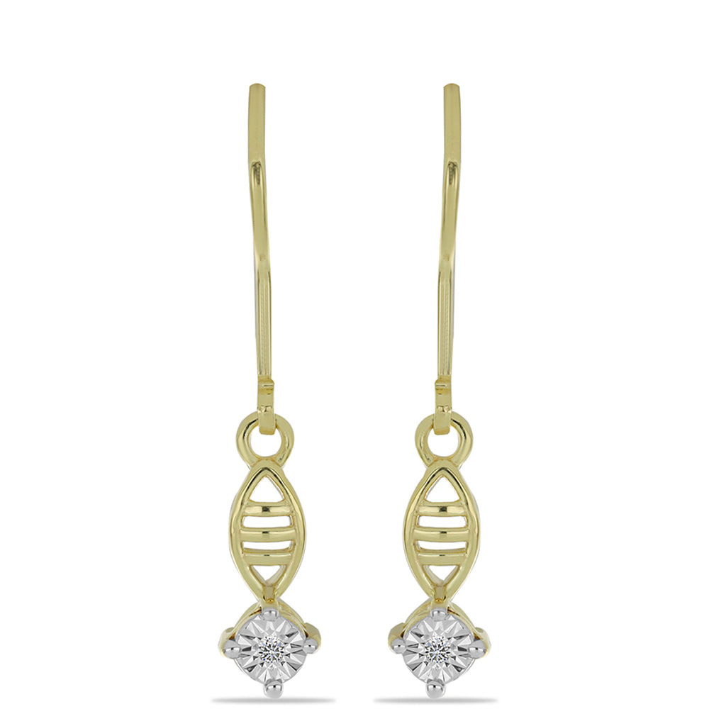 Brincos de Prata com Banho de Ouro com Diamante Branco 1 