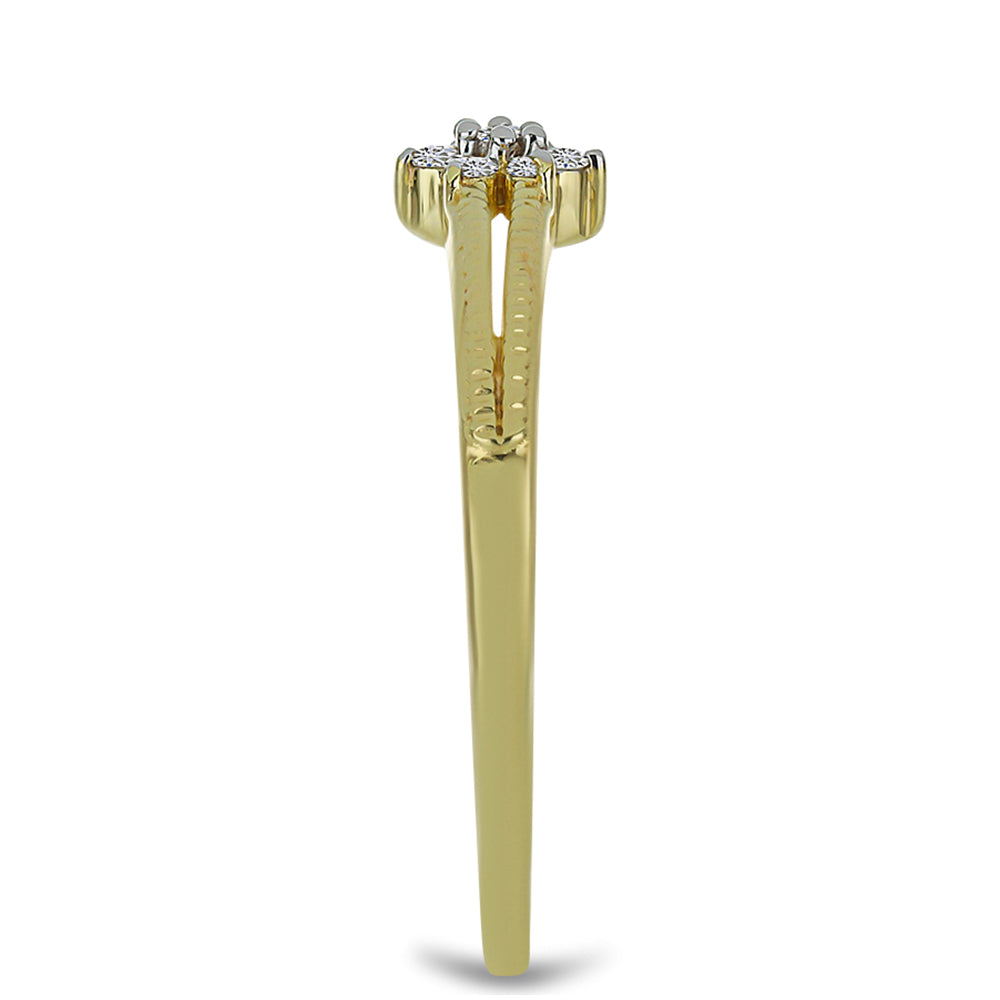 Anel de Prata com Banho de Ouro com Diamante Branco 4 