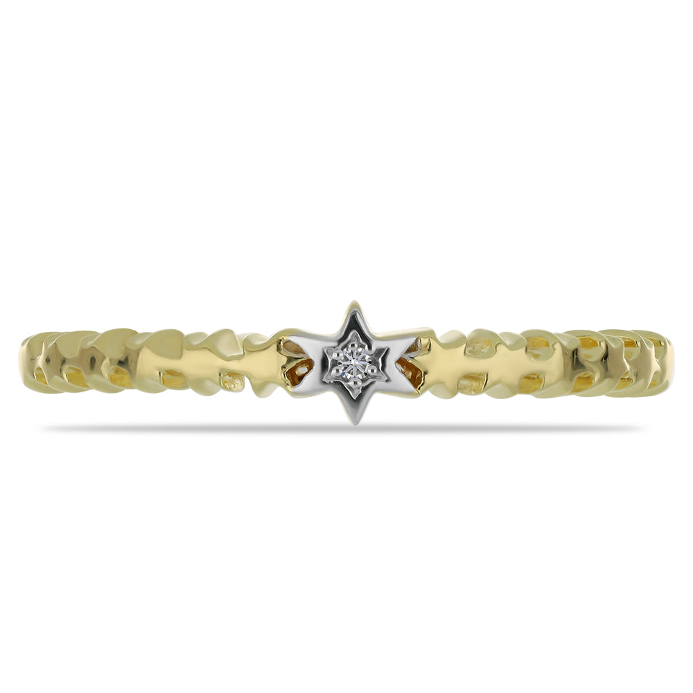 Anel de Prata com Banho de Ouro com Diamante Branco 1 