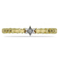 Anel de Prata com Banho de Ouro com Diamante Branco