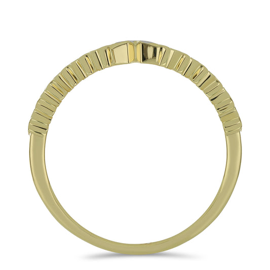 Anel de Prata com Banho de Ouro com Diamante Branco