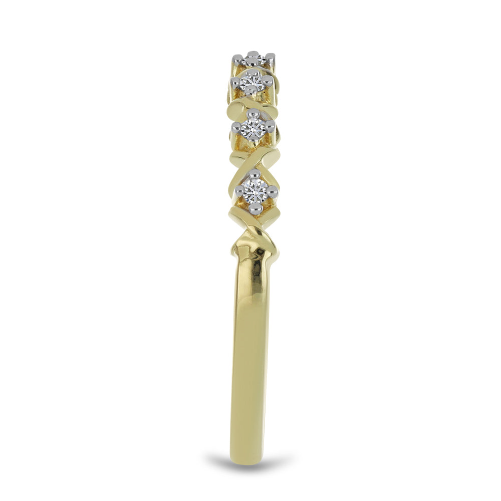 Anel de Prata com Banho de Ouro com Diamante Branco 4 