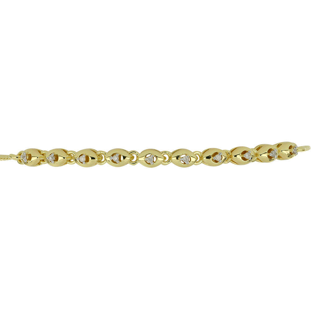 Pulseira de Prata com Banho de Ouro com Diamante Branco  Contraste: Cabeca de Veado (800) 2 