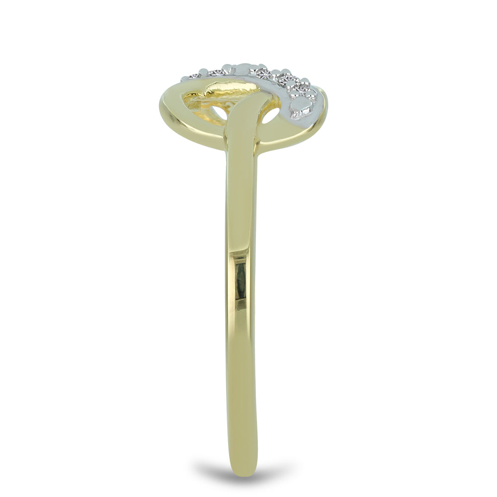 Anel de Prata com Banho de Ouro com Diamante Branco