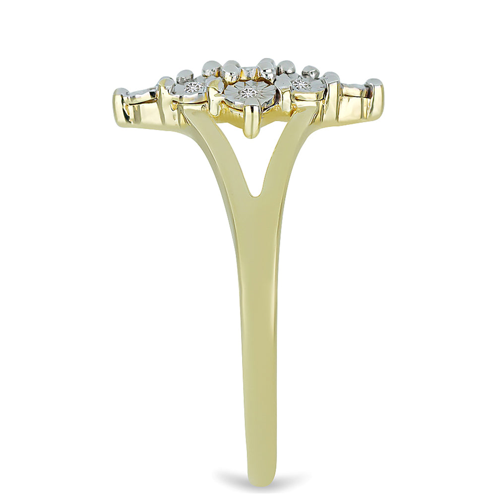 Anel de Prata com Banho de Ouro com Diamante Branco 4 