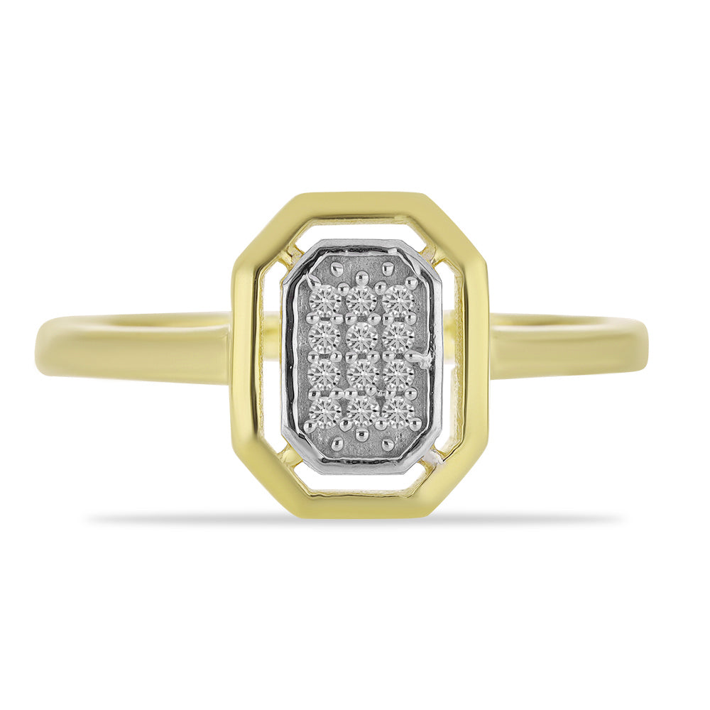 Anel de Prata com Banho de Ouro com Diamante Branco 1 