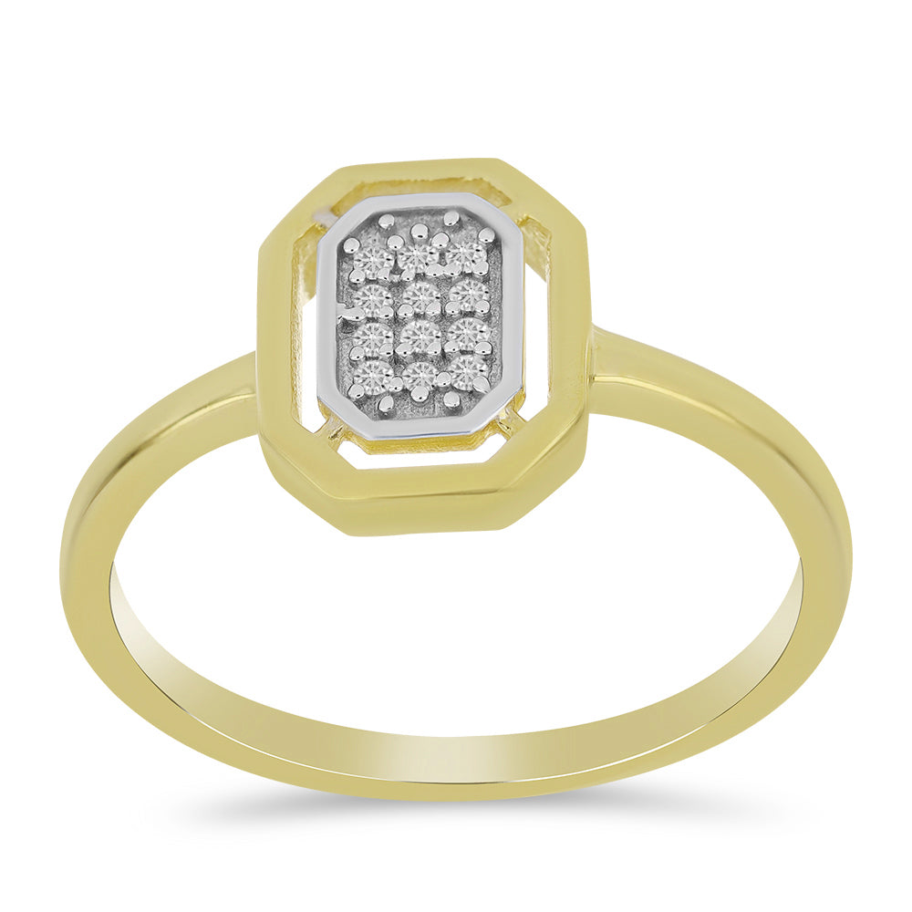 Anel de Prata com Banho de Ouro com Diamante Branco 3 