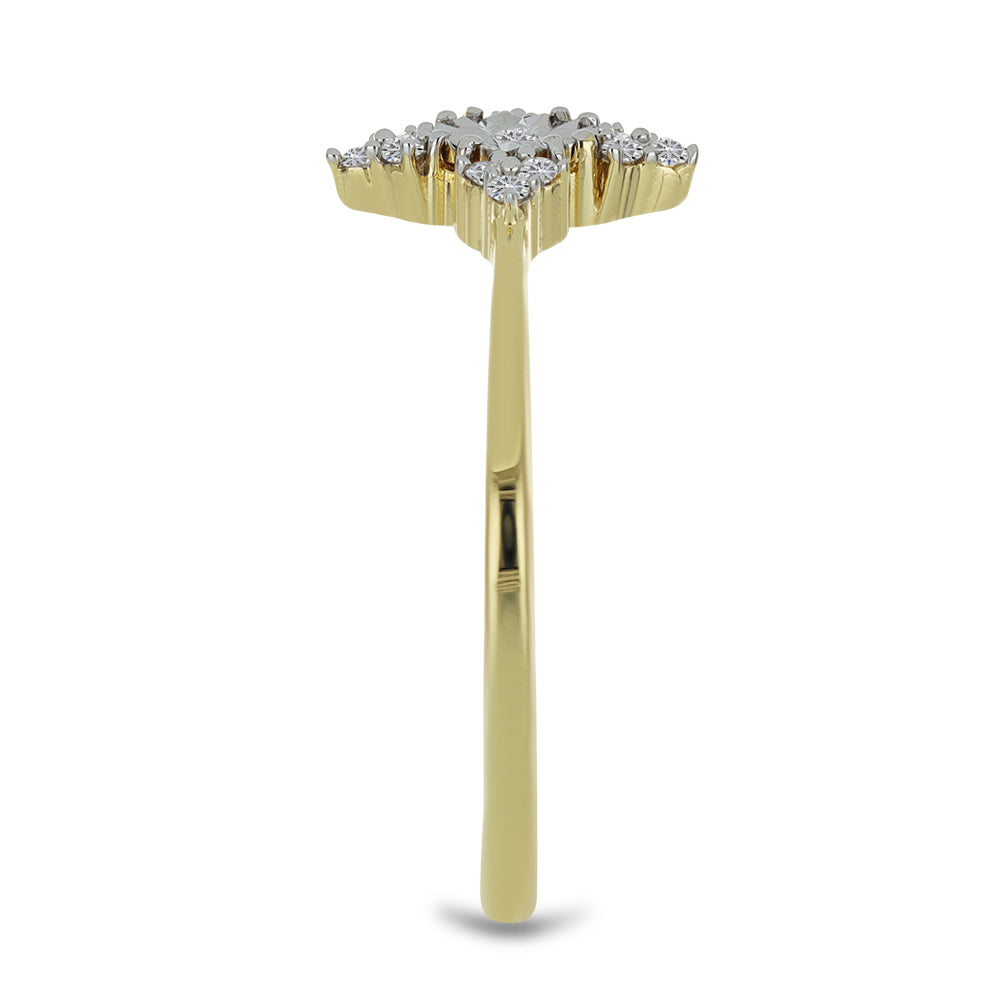 Anel de Prata com Banho de Ouro com Diamante Branco 4 