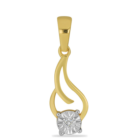 Pendente de Prata com Banho de Ouro com Diamante Branco