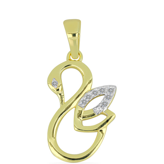 Pendente de Prata com Banho de Ouro com Diamante Branco