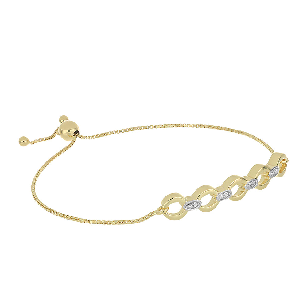 Pulseira de Prata com Banho de Ouro com Diamante Branco  Contraste: Cabeca de Veado (800) 1 