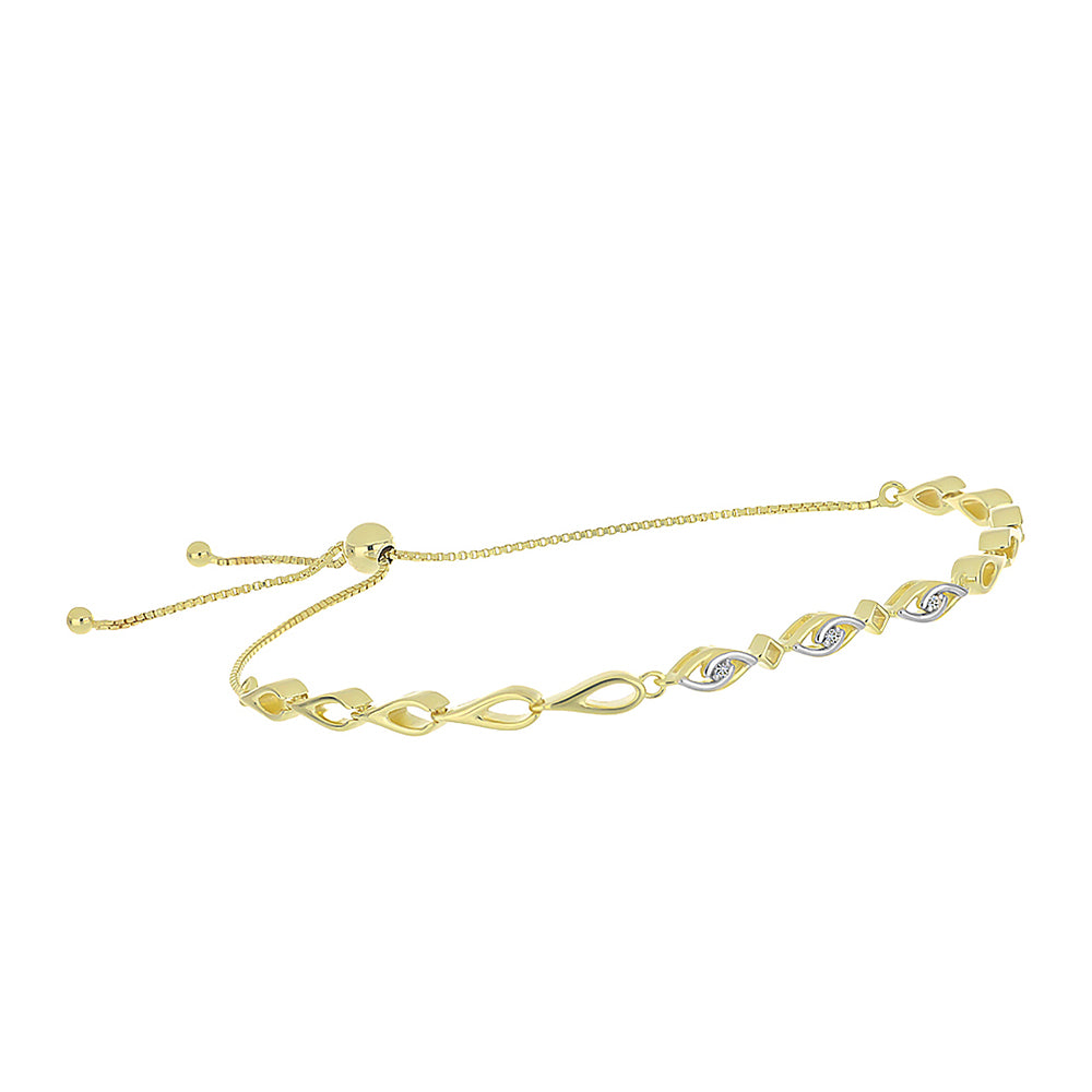 Pulseira de Prata com Banho de Ouro com Diamante Branco  Contraste: Cabeca de Veado (800)