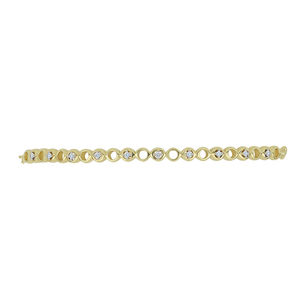 Pulseira de Prata com Banho de Ouro com Diamante Branco  Contraste: Cabeca de Veado (800) 2 