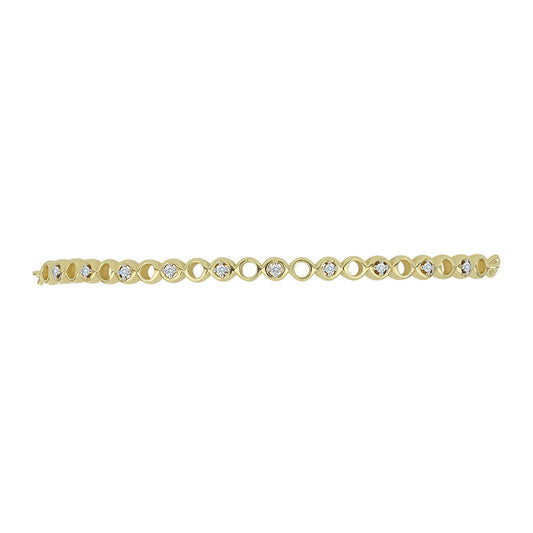 Pulseira de Prata com Banho de Ouro com Diamante Branco  Contraste: Cabeca de Veado (800)