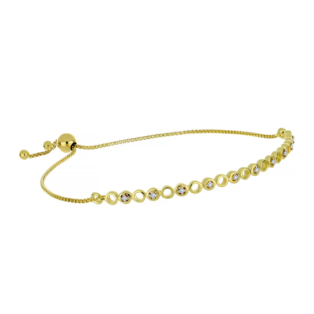 Pulseira de Prata com Banho de Ouro com Diamante Branco  Contraste: Cabeca de Veado (800) 1 