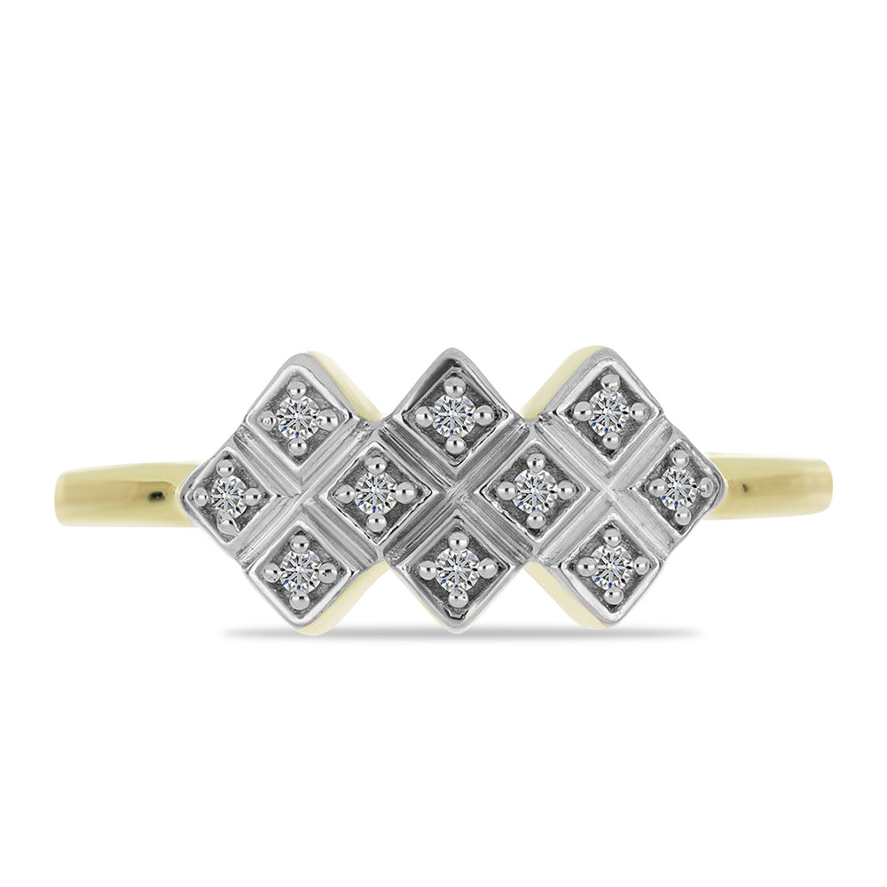 Anel de Prata com Banho de Ouro com Diamante Branco 1 