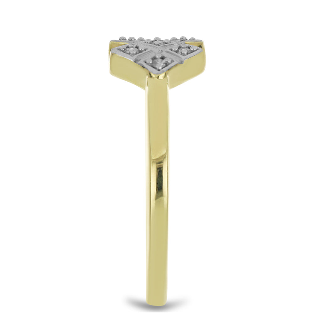 Anel de Prata com Banho de Ouro com Diamante Branco 4 