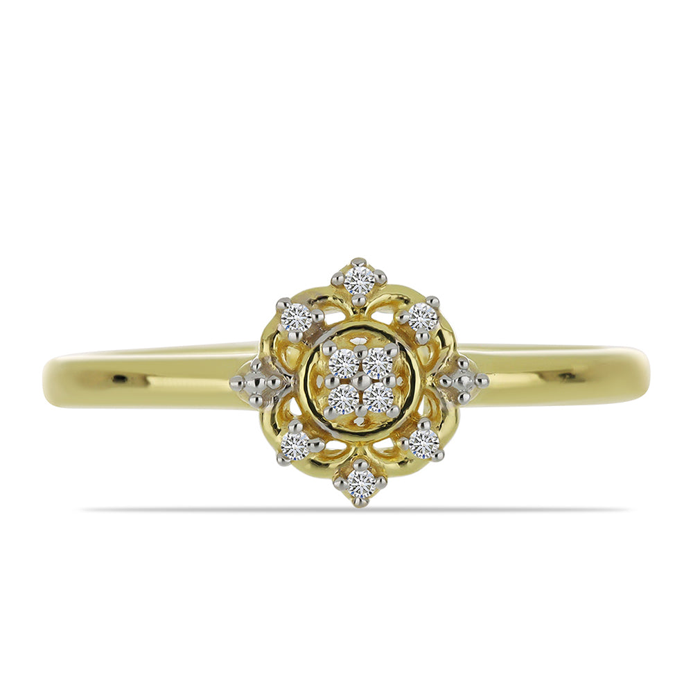 Anel de Prata com Banho de Ouro com Diamante Branco 1 