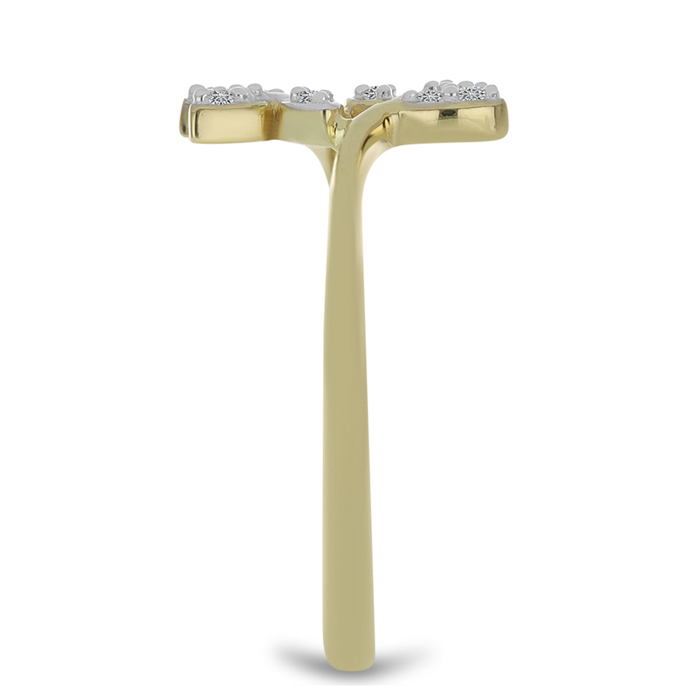 Anel de Prata com Banho de Ouro com Diamante Branco 4 