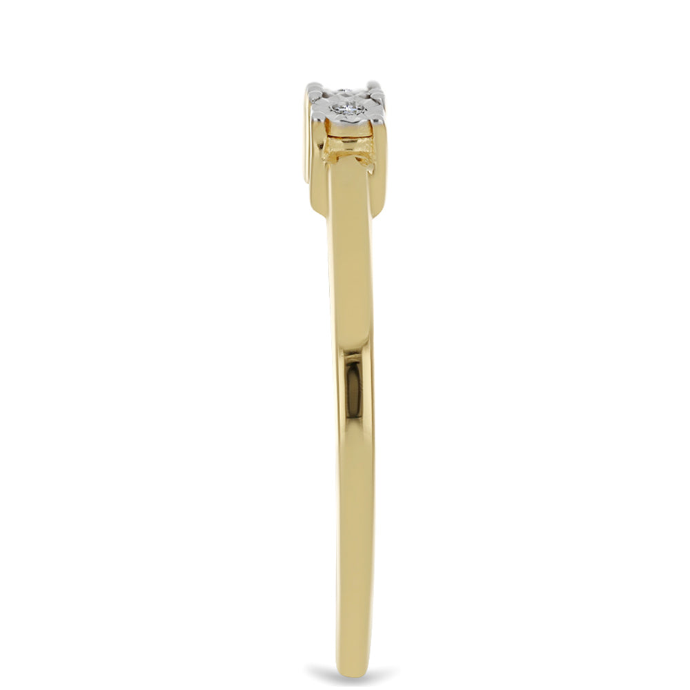 Anel de Prata com Banho de Ouro com Diamante Branco 4 