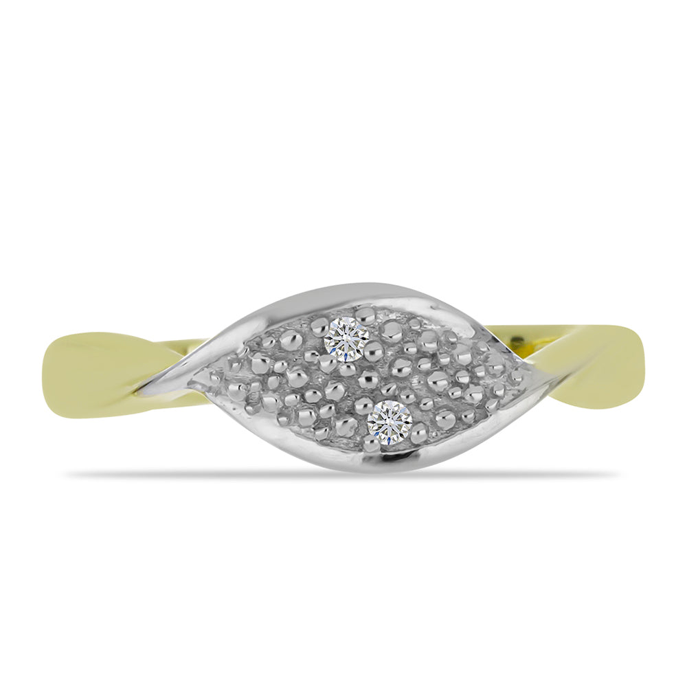 Anel de Prata com Banho de Ouro com Diamante Branco 1 