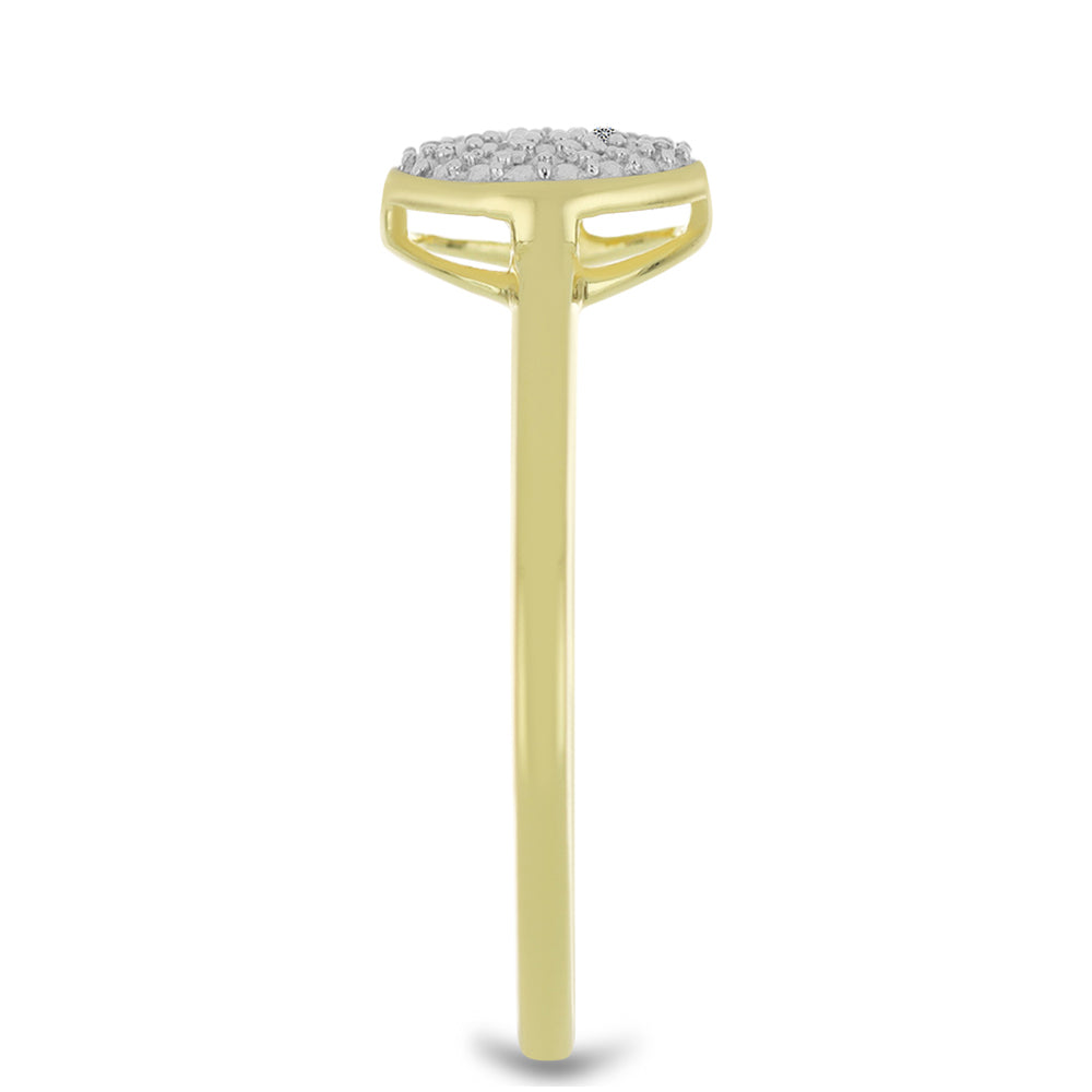 Anel de Prata com Banho de Ouro com Diamante Branco