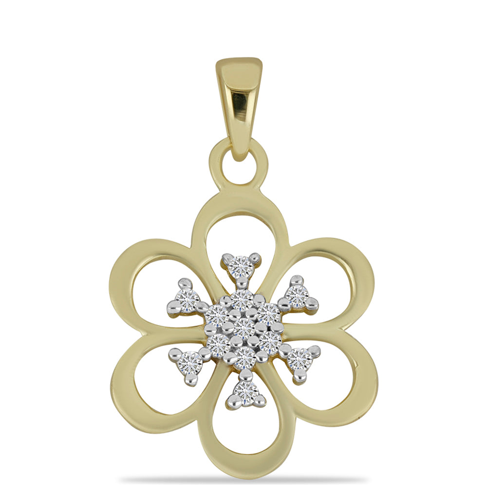 Pendente de Prata com Banho de Ouro com Diamante Branco 1 