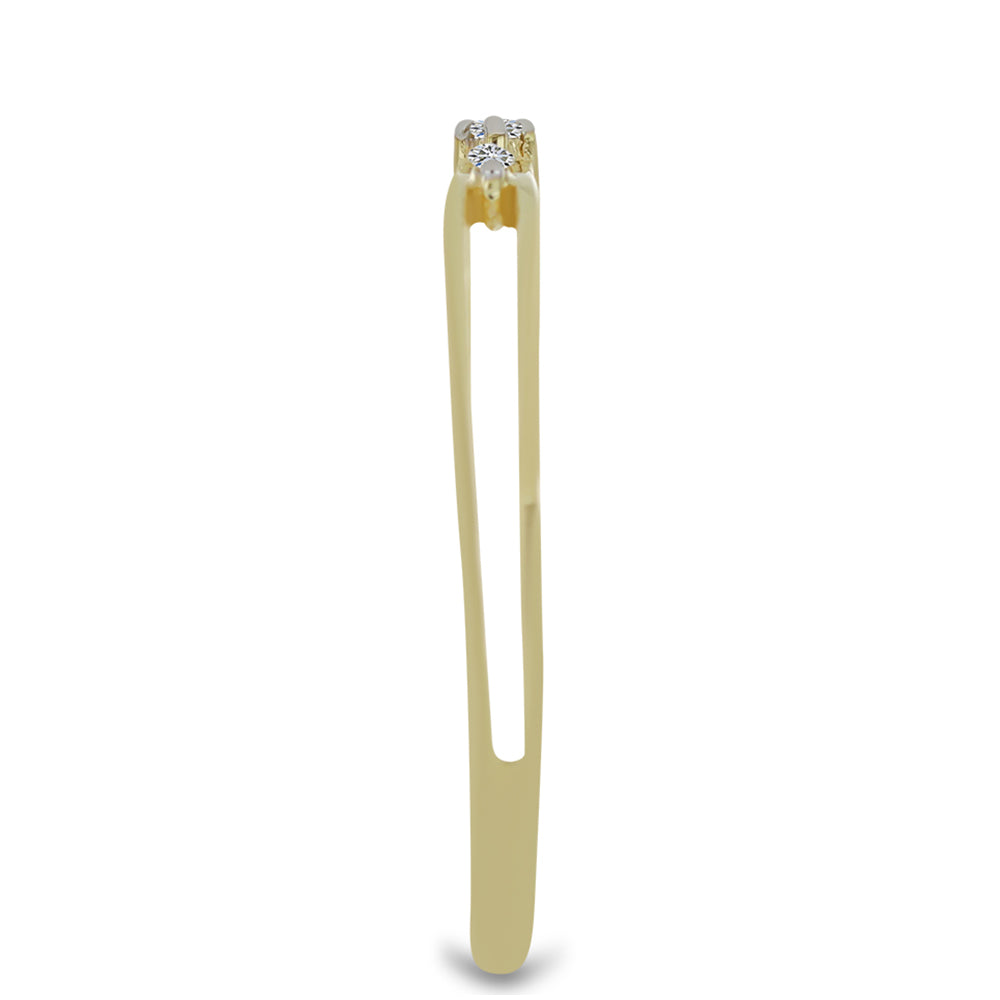 Anel de Prata com Banho de Ouro com Diamante Branco 4 