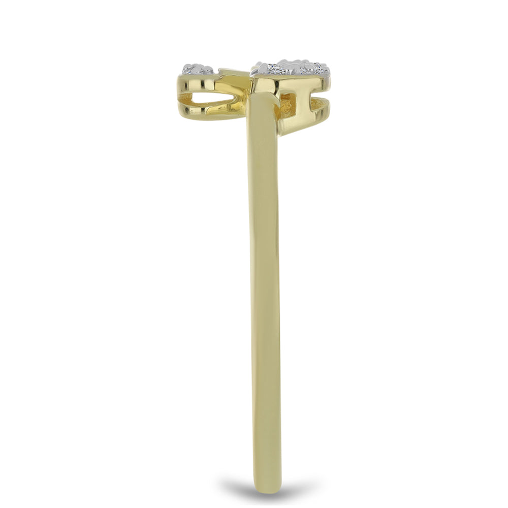 Anel de Prata com Banho de Ouro com Diamante Branco 4 